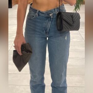 High waisted cross over jeans